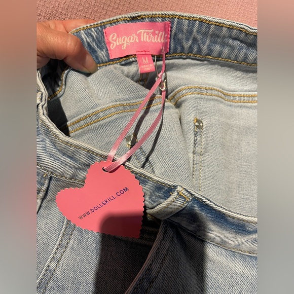 Dolls Kill sugar Thrillz Outta Sight Distressed Denim Shorts - Picture 5 of 8